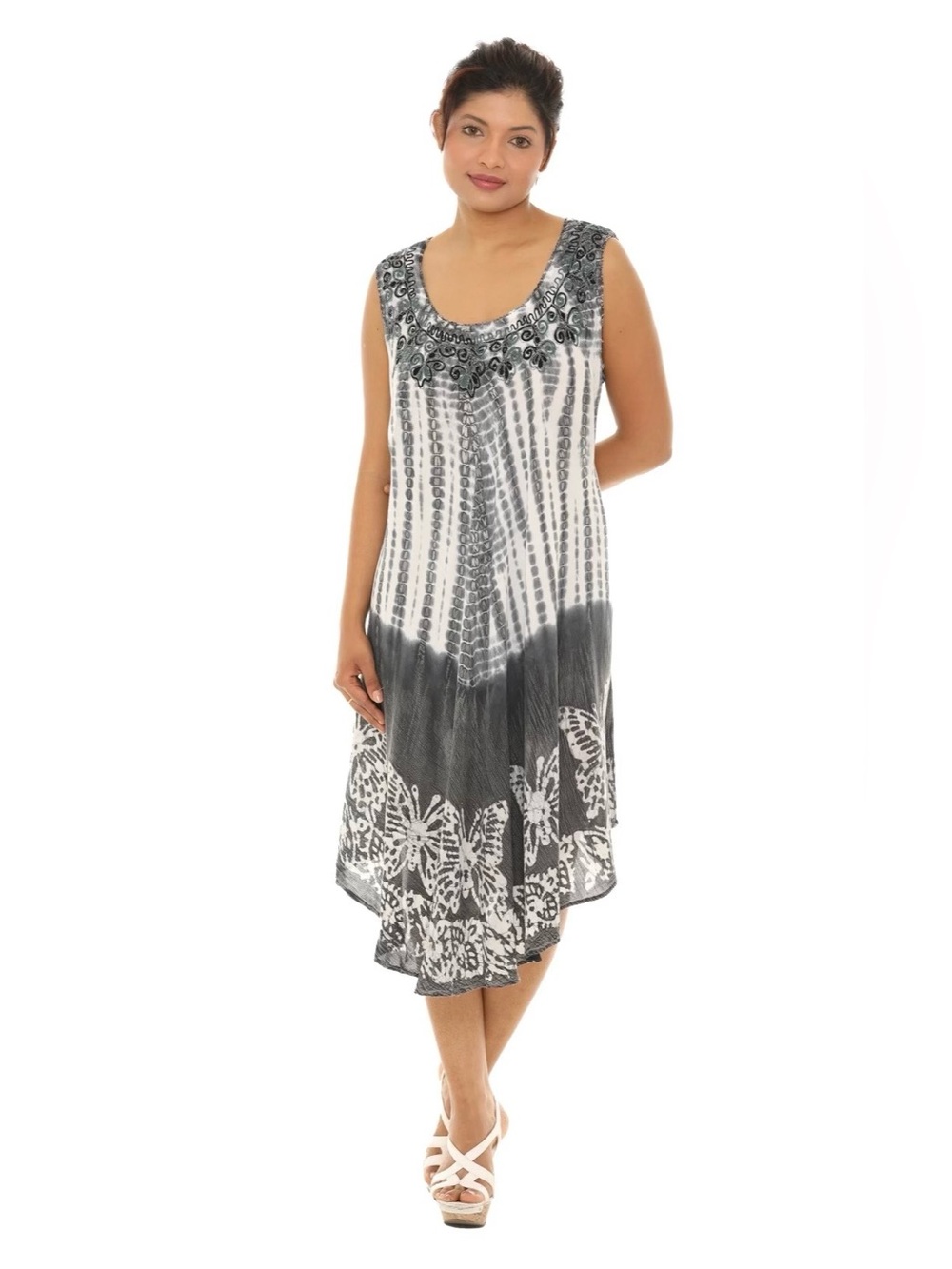 Original USA Gray & White Tie-Dye Tank
Sundress w/embroidery, Size:OS(XL-2X)NWOT